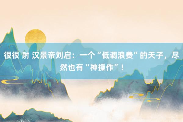 很很 射 汉景帝刘启：一个“低调浪费”的天子，尽然也有“神操作”！