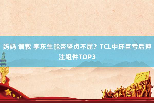 妈妈 调教 李东生能否坚贞不屈？TCL中环巨亏后押注组件TOP3