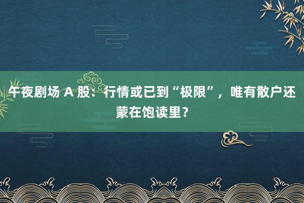 午夜剧场 A 股：行情或已到“极限”，唯有散户还蒙在饱读里？