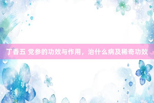 丁香五 党参的功效与作用，治什么病及稀奇功效